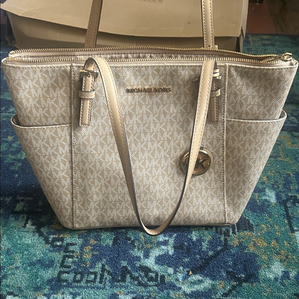 Michael Kors Beige Monogram Tote